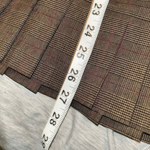 Vintage Giorgio Sant Angelo Brown Plaid Pleated Blazer Skirt Set Women’s 24 W - Picture 11 of 12